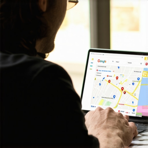 Business owner reviewing local SEO analytics on a laptop