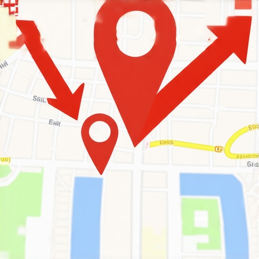 Map with markers and arrows representing local SEO improvements