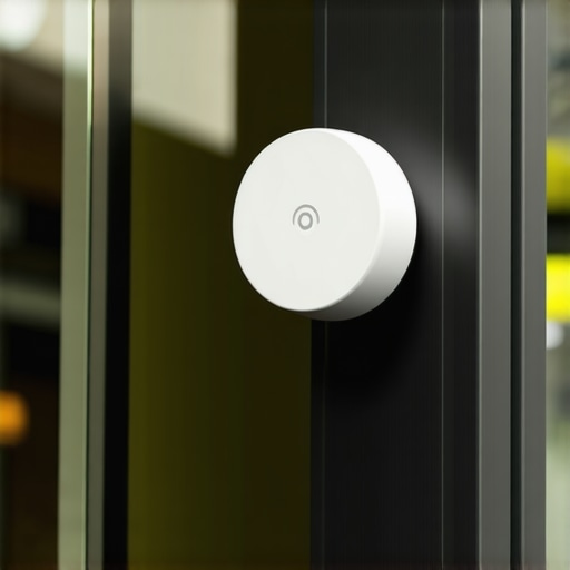 Bluetooth beacon sensors measuring customer proximity outside a shop.