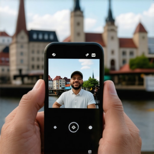 Business owner live streaming in front of local landmarks to boost map pack rankings