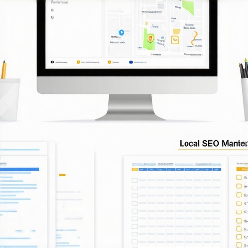 Close-up of SEO analytics dashboard with local map and checklist for ongoing SEO maintenance
