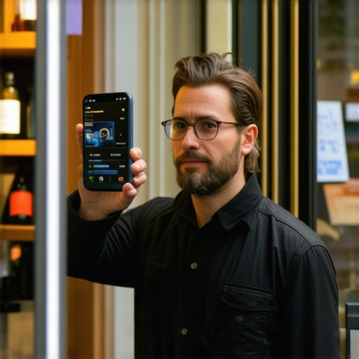 Business owner showcasing AR overlay to attract local customers