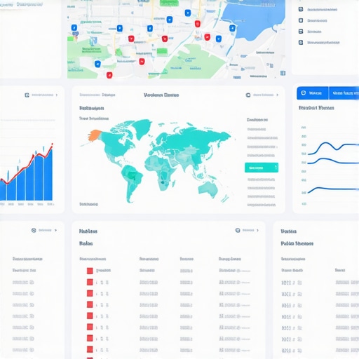 Dashboard for Real-Time Location Signal Monitoring Person analyzing geospatial data on a computer dashboard, emphasizing real-time monitoring tools for local SEO.