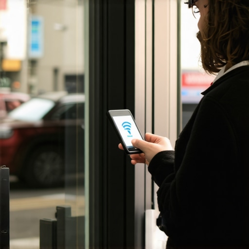 Business owner installing NFC tags at a retail store to improve Google Maps ranking