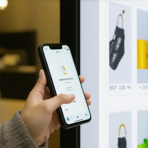 Smartphone with AR overlay on store signage for local signals