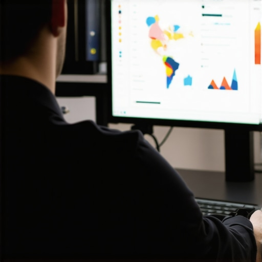 Digital marketer analyzing local SEO performance with software tools.