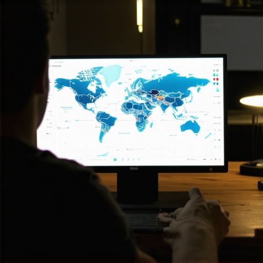 Person analyzing local SEO data and ambient signal metrics on a computer